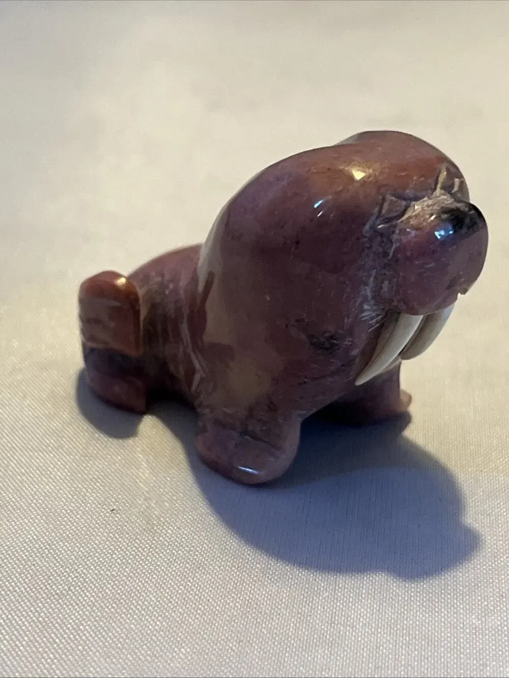 Hand Carved Stone Walrus Fetish Figurine Inuit Style Animal Carving